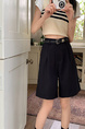 Real Shot New Korean Style Internet Hot Fifth Pants Neutral Suit Shorts Casual Straight-Leg Middle Pants Women with Belt - Black