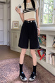 Real Shot New Korean Style Internet Hot Fifth Pants Neutral Suit Shorts Casual Straight-Leg Middle Pants Women with Belt - Black