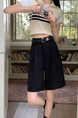 Real Shot New Korean Style Internet Hot Fifth Pants Neutral Suit Shorts Casual Straight-Leg Middle Pants Women with Belt - Black