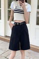 Real Shot New Korean Style Internet Hot Fifth Pants Neutral Suit Shorts Casual Straight-Leg Middle Pants Women with Belt - Black