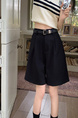 Real Shot New Korean Style Internet Hot Fifth Pants Neutral Suit Shorts Casual Straight-Leg Middle Pants Women with Belt - Black