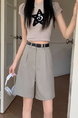 Real Shot New Korean Style Internet Hot Fifth Pants Neutral Suit Shorts Casual Straight-Leg Middle Pants Women with Belt - Beige
