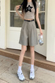 Real Shot New Korean Style Internet Hot Fifth Pants Neutral Suit Shorts Casual Straight-Leg Middle Pants Women with Belt - Beige