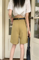 Real Shot New Korean Style Internet Hot Fifth Pants Neutral Suit Shorts Casual Straight-Leg Middle Pants Women with Belt - Khaki