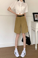 Real Shot New Korean Style Internet Hot Fifth Pants Neutral Suit Shorts Casual Straight-Leg Middle Pants Women with Belt - Khaki
