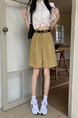 Real Shot New Korean Style Internet Hot Fifth Pants Neutral Suit Shorts Casual Straight-Leg Middle Pants Women with Belt - Khaki