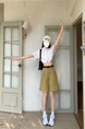 Real Shot New Korean Style Internet Hot Fifth Pants Neutral Suit Shorts Casual Straight-Leg Middle Pants Women with Belt - Khaki
