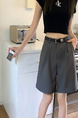 Real Shot New Korean Style Internet Hot Fifth Pants Neutral Suit Shorts Casual Straight-Leg Middle Pants Women with Belt - Gray