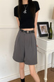 Real Shot New Korean Style Internet Hot Fifth Pants Neutral Suit Shorts Casual Straight-Leg Middle Pants Women with Belt - Gray