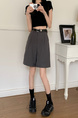 Real Shot New Korean Style Internet Hot Fifth Pants Neutral Suit Shorts Casual Straight-Leg Middle Pants Women with Belt - Gray