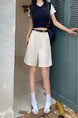 Real Shot New Korean Style Internet Hot Fifth Pants Neutral Suit Shorts Casual Straight-Leg Middle Pants Women with Belt - Cream