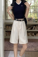 Real Shot New Korean Style Internet Hot Fifth Pants Neutral Suit Shorts Casual Straight-Leg Middle Pants Women with Belt - Cream