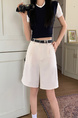 Real Shot New Korean Style Internet Hot Fifth Pants Neutral Suit Shorts Casual Straight-Leg Middle Pants Women with Belt - Cream