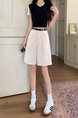 Real Shot New Korean Style Internet Hot Fifth Pants Neutral Suit Shorts Casual Straight-Leg Middle Pants Women with Belt - Cream