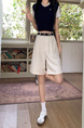 Real Shot New Korean Style Internet Hot Fifth Pants Neutral Suit Shorts Casual Straight-Leg Middle Pants Women with Belt - Cream