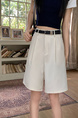 Real Shot New Korean Style Internet Hot Fifth Pants Neutral Suit Shorts Casual Straight-Leg Middle Pants Women with Belt - Cream