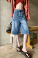 Real Shot Real Price American Retro Washed Jeans Women's High Waist Slimming and Straight Wide Leg Cropped Pants - LIGHT BLUE