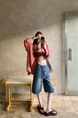 Real Shot Real Price American Retro Washed Jeans Women's High Waist Slimming and Straight Wide Leg Cropped Pants - LIGHT BLUE