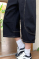 Real Shot of American Retro New Style Trendy Jeans Cropped Trousers Summer Splicing Silhouette Street Loose Versatile - Black