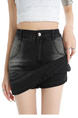 Real Shot of Retro Washed Black High Waist Slim Denim Skirt for Women - All-Match Elastic Slim Fit High A-Line Hip Skirt