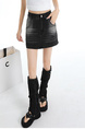 Real Shot of Retro Washed Black High Waist Slim Denim Skirt for Women - All-Match Elastic Slim Fit High A-Line Hip Skirt