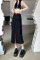 2025 Spring and Summer New Black Denim Skirt Design Split Sheath Dress - Women's High Waist A-Line Denim Skirt