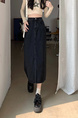 2025 Spring and Summer New Black Denim Skirt Design Split Sheath Dress - Women's High Waist A-Line Denim Skirt