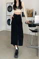 2025 Spring and Summer New Black Denim Skirt Design Split Sheath Dress - Women's High Waist A-Line Denim Skirt