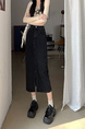 2025 Spring and Summer New Black Denim Skirt Design Split Sheath Dress - Women's High Waist A-Line Denim Skirt