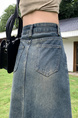 Real Shot Plus Size Women's Clothing Autumn Fashionable Tassel High Waist A-Line Split Retro Blue Denim Skirt