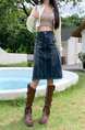 Real Shot Plus Size Women's American Worn Looking Washed-Out Dark Blue Denim Skirt Women's High Street Loose Wide Leg Design Mid Skirt