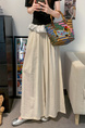 Real Shot Cost-Effective Cotton and Linen Temperament Dopamine Wide-Leg Pants for Women Summer Slimming Loose Big Hem Pleated Pantskirt in Cream