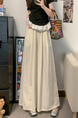 Real Shot Cost-Effective Cotton and Linen Temperament Dopamine Wide-Leg Pants for Women Summer Slimming Loose Big Hem Pleated Pantskirt in Cream