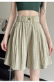 Real Shot Textured Ice Silk Cotton and Linen Shorts for Women 2025 Summer Thin Slim High Waist Casual Loose Shorts in Beige