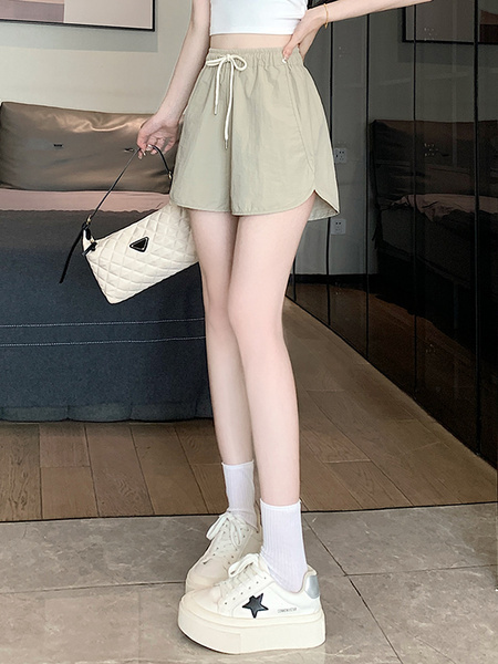 Real Shot Ice Silk Quick-Drying Sports Shorts for Women in LIGHT BEIGE