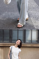 Refreshing and Not Stuffy! Thin Draped Casual Pants Elastic High-Waisted Trousers Women's Summer Wide Leg Trousers in LIGHT BLUE