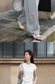 Refreshing and Not Stuffy! Thin Draped Casual Pants Elastic High-Waisted Trousers Women's Summer Wide Leg Trousers in LIGHT BLUE