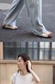 Refreshing and Not Stuffy! Thin Draped Casual Pants Elastic High-Waisted Trousers Women's Summer Wide Leg Trousers in LIGHT BLUE