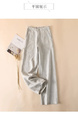 Pure Linen Loose Wide Leg Women's Pants in LIGHT GRAY