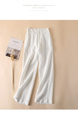 Pure Linen Loose Wide Leg Women's Pants in WHITE