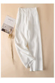 Pure Linen Loose Wide Leg Women's Pants in WHITE