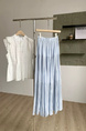Summer New Fashion Drape Big Swing Pleated Skirt in Light Blue - High Waist Slim All-Match A-Line Design for Women