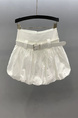 Korean Girl Style Pleated Flower Bud Short Skirt for Women - Summer New High Waist Anti-Exposure Loose Casual Puffy Skirt in White