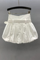 Korean Girl Style Pleated Flower Bud Short Skirt for Women - Summer New High Waist Anti-Exposure Loose Casual Puffy Skirt in White