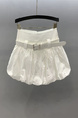 Korean Girl Style Pleated Flower Bud Short Skirt for Women - Summer New High Waist Anti-Exposure Loose Casual Puffy Skirt in White