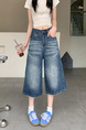 American High Street Hip Hop Fashion Brand Loose Cropped Jeans - Women's Retro Washed Dark Blue All-Matching Straight Wide Leg Pirate Shorts