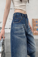 American High Street Hip Hop Fashion Brand Loose Cropped Jeans - Women's Retro Washed Dark Blue All-Matching Straight Wide Leg Pirate Shorts