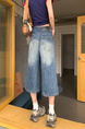 American High Street Hip Hop Fashion Brand Loose Cropped Jeans - Women's Retro Washed Dark Blue All-Matching Straight Wide Leg Pirate Shorts