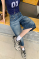 American High Street Hip Hop Fashion Brand Loose Cropped Jeans - Women's Retro Washed Dark Blue All-Matching Straight Wide Leg Pirate Shorts
