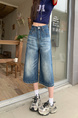American High Street Hip Hop Fashion Brand Loose Cropped Jeans - Women's Retro Washed Dark Blue All-Matching Straight Wide Leg Pirate Shorts